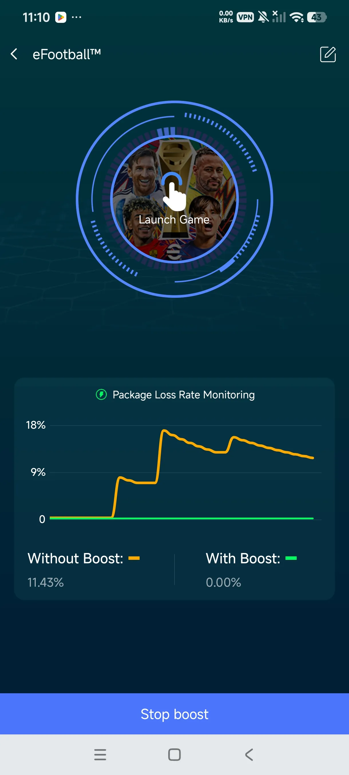 One-click boost button next to your game